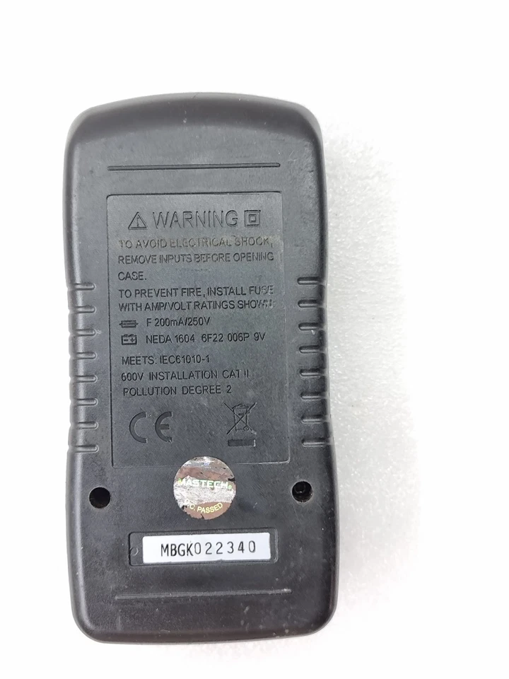 MASTECH MAS830L DIGITAL MULTIMETER AC/DC VOLTAGE CURRENT OHM TESTER CAT II 600V